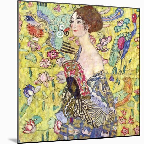 Lady with Fan-Gustav Klimt-Mounted Art Print