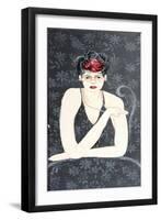 Lady with Fascinator and Red Flower, 2015-Susan Adams-Framed Giclee Print