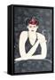 Lady with Fascinator and Red Flower, 2015-Susan Adams-Framed Stretched Canvas
