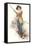 Lady with Fishing Rod-null-Framed Stretched Canvas