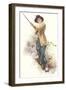 Lady with Fishing Rod-null-Framed Art Print