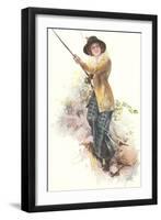 Lady with Fishing Rod-null-Framed Art Print