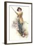 Lady with Fishing Rod-null-Framed Art Print