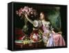 Lady with Flowers-Ladislaw von Czachorski-Framed Stretched Canvas