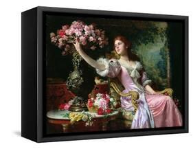 Lady with Flowers-Ladislaw von Czachorski-Framed Stretched Canvas