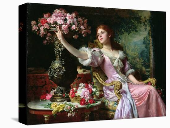 Lady with Flowers-Ladislaw von Czachorski-Stretched Canvas