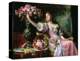 Lady with Flowers-Ladislaw von Czachorski-Stretched Canvas