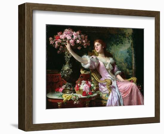 Lady with Flowers-Ladislaw von Czachorski-Framed Giclee Print