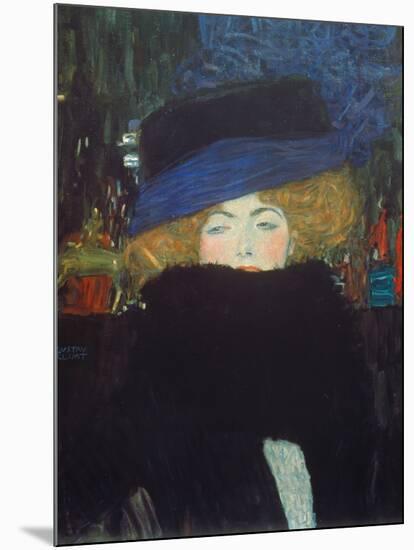 Lady with Hat and Feather Boa, 1909-Gustav Klimt-Mounted Giclee Print