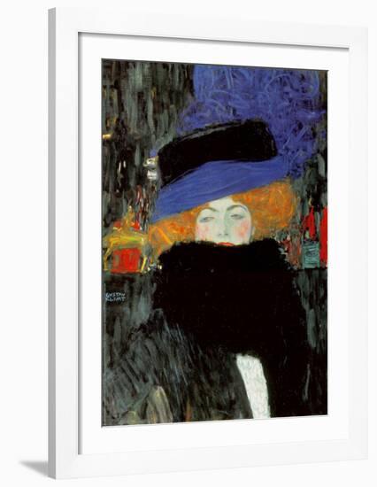 Lady with Hat and Feather Boa-Gustav Klimt-Framed Art Print