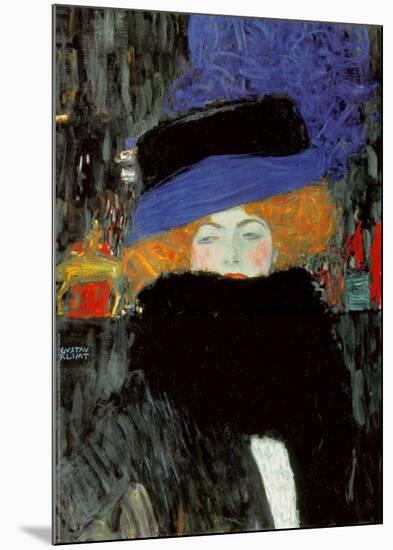 Lady with Hat and Feather Boa-Gustav Klimt-Mounted Art Print