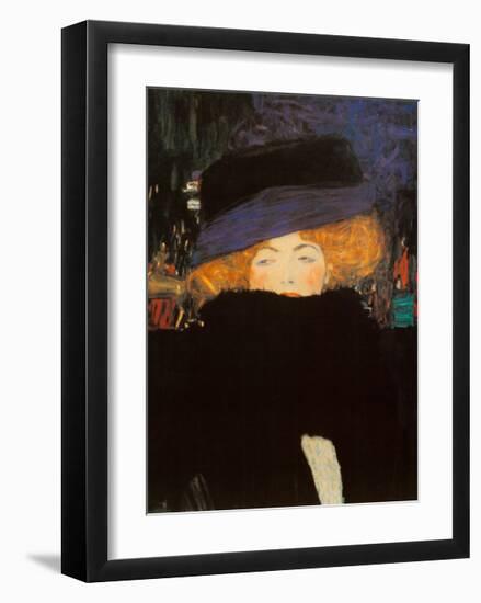 Lady with Hat-Gustav Klimt-Framed Art Print