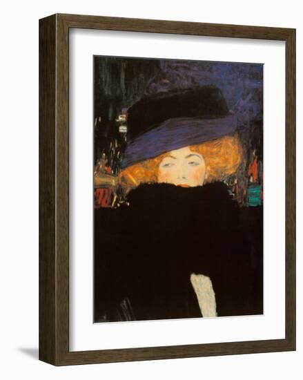 Lady with Hat-Gustav Klimt-Framed Art Print