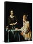 Lady With Her Maidservant Holding a Letter, 1666-Johannes Vermeer-Framed Stretched Canvas