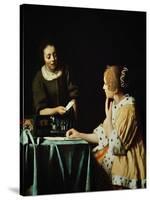 Lady With Her Maidservant Holding a Letter, 1666-Johannes Vermeer-Stretched Canvas