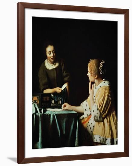 Lady With Her Maidservant Holding a Letter, 1666-Johannes Vermeer-Framed Giclee Print