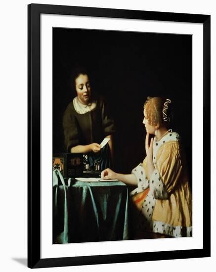 Lady With Her Maidservant Holding a Letter, 1666-Johannes Vermeer-Framed Giclee Print