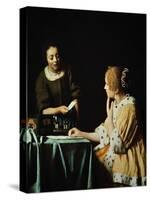 Lady With Her Maidservant Holding a Letter, 1666-Johannes Vermeer-Stretched Canvas