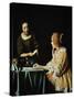 Lady With Her Maidservant Holding a Letter, 1666-Johannes Vermeer-Stretched Canvas