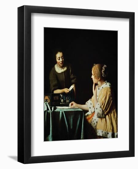 Lady With Her Maidservant Holding a Letter, 1666-Johannes Vermeer-Framed Premium Giclee Print