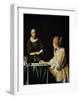 Lady With Her Maidservant Holding a Letter, 1666-Johannes Vermeer-Framed Giclee Print