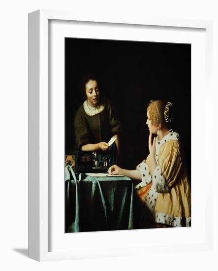 Lady With Her Maidservant Holding a Letter, 1666-Johannes Vermeer-Framed Giclee Print