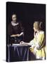 Lady with Her Maidservant Holding a Letter-Johannes Vermeer-Stretched Canvas