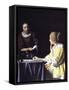 Lady with Her Maidservant Holding a Letter-Johannes Vermeer-Framed Stretched Canvas