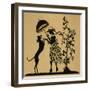 Lady with Parasol and Dog in a Garden-null-Framed Art Print