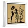 Lady with Parasol and Dog in a Garden-null-Framed Art Print