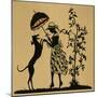 Lady with Parasol and Dog in a Garden-null-Mounted Art Print