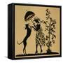 Lady with Parasol and Dog in a Garden-null-Framed Stretched Canvas