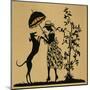 Lady with Parasol and Dog in a Garden-null-Mounted Art Print