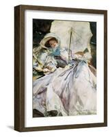 Lady with Parasol-John Singer Sargent-Framed Art Print