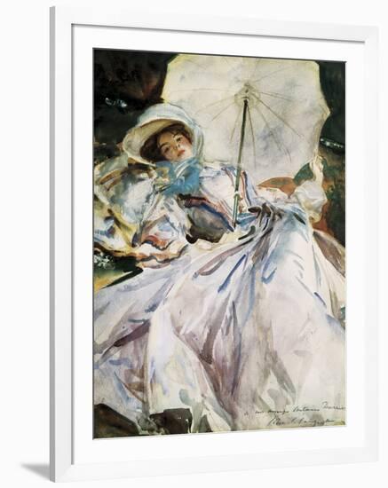 Lady with Parasol-John Singer Sargent-Framed Art Print