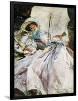 Lady with Parasol-John Singer Sargent-Framed Art Print