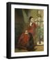 Lady with Parrot and Dog, C. 1880-Carl Constantin Steffeck-Framed Giclee Print