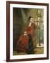 Lady with Parrot and Dog, C. 1880-Carl Constantin Steffeck-Framed Giclee Print