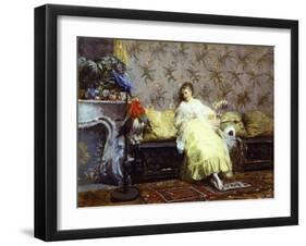 Lady with Parrots, Ca 1869-Giuseppe De Nittis-Framed Giclee Print