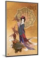 Lady with Plum Flowers-null-Mounted Premium Giclee Print