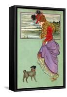 Lady with Pug Dog-null-Framed Stretched Canvas