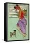 Lady with Pug Dog-null-Framed Stretched Canvas