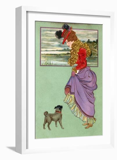 Lady with Pug Dog-null-Framed Art Print