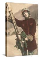 Lady with Skis-null-Stretched Canvas