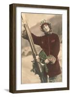 Lady with Skis-null-Framed Art Print