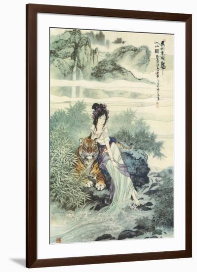 Lady with Tiger-null-Framed Premium Giclee Print