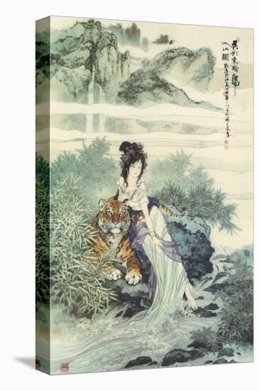 Lady with Tiger-null-Stretched Canvas
