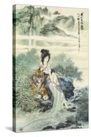 Lady with Tiger-null-Stretched Canvas