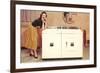 Lady with Washer Dryer, Retro-null-Framed Art Print