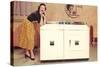 Lady with Washer Dryer, Retro-null-Stretched Canvas